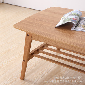 Nordic <b>White</b> Oak <b>Coffee</b> <b>Table</b> Solid Wood Double Layer Modern Minimalist Living Room Furniture Small Apartment Use - Product Image 4