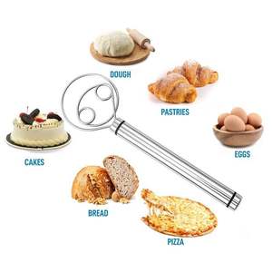 Baja tahan karat profesional roti Belanda 2 Mata lingkaran mencampur adonan Denmark kocokan adonan untuk alat kue - Product Image 3