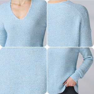 Suéter de Punto Personalizado para Mujer, con Logotipo OEM/ODM, Cuello en V, Manga Larga, Algodón, Invierno - Product Image 2