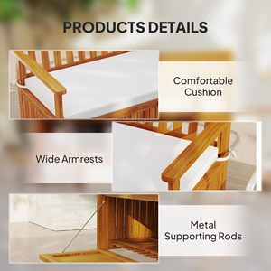 Acacia Outdoor <strong>Bench</strong> <strong>with</strong> <strong>Storage</strong> Box,28 Gallon Outdoor <strong>Storage</strong> <strong>Bench</strong>,Acacia <strong>Wood</strong> <strong>Garden</strong> Seat <strong>with</strong> Cushion for Park - Product Image 6