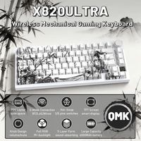 Nouveaux écouteurs de jeu sans fil tri-mode ATTACK SHARK X820Ultra RGB en plastique mécanique avec microphone ENC détachable