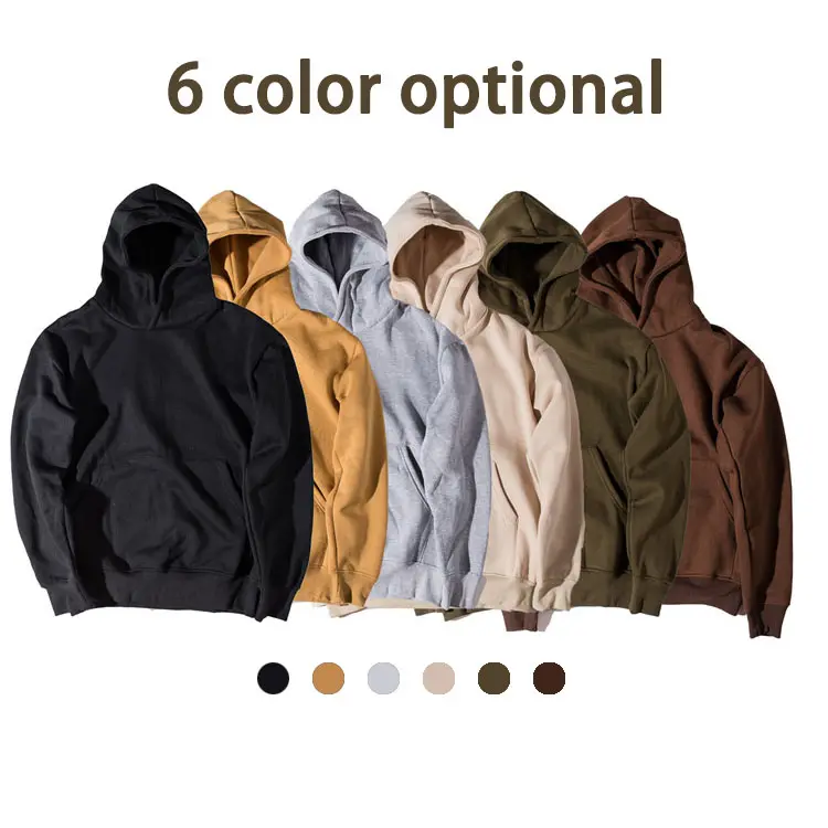 high street hooded men solid color sweater men loose hip-hop jacket plus fleece shirt oversize hoodie