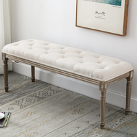 Tabouret carré européen en tissu, tabouret de piano bjflamingo Vanity Bench Foot-stool avec pieds en bois sculpté