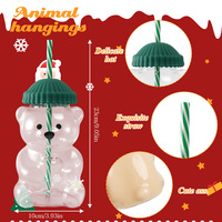 Gobelet en verre en forme d'ours en peluche de 500 ml avec logo de marque personnalisé, avec paille, gobelet réutilisable pour boissons froides, tasse à café avec couvercle