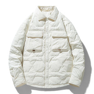 Logo brodé personnalisé <span class=keywords><strong>bleu</strong></span> <span class=keywords><strong>marine</strong></span> casual col diamant <span class=keywords><strong>manteau</strong></span> matelassé grande taille coton rembourré hommes veste matelassée - Product Image 3
