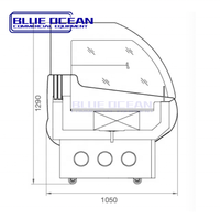 Congélateur vitrine ouverte BLUE OCEAN, réfrigérateur sous comptoir à refroidissement par air, dégivrage automatique, usage commercial pour supermarchés, 2 portes, sans givre