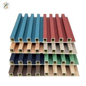 Panneau mural à lamelles cannelées 3D en PVC Panneau <span class=keywords><strong>de</strong></span> revêtement en <span class=keywords><strong>bois</strong></span> plastique Panneau <span class=keywords><strong>de</strong></span> calandre WPC - Product Image 4