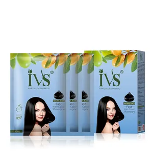 3 PCS IVS Black Hair Shampoo Permanent Simple to Use Natural Ingredients Instant Hair Dye for Men Women Black Color