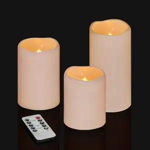 Conjunto de velas de plástico de alta qualidade com preço de fábrica, estilo personalizado, temporizador remoto, luzes cintilantes, bateria AA, velas LED