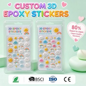 Adesivi 3D personalizzati in resina epossidica a cupola, adesivi a bolle rialzati a tema tempo, sole, <span class=keywords><strong>nuvole</strong></span> e arcobaleno - Product Image 1