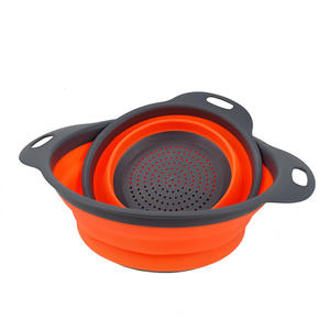 गर्म बेच दौर कोलंडर रसोई सिलिकॉन फिल्टर पानी Draining टोकरी तह कोलंडर छलनी - Product Image 4