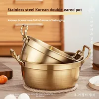 Black Donkey Korean Style 304 Stainless Steel Double Ear Instant Noodle/Soup/Hot/Ramen Pot Non-Stick Heat Resistant Universal