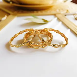 New Popular Dubai Indian Brass Bracelets Rhombic Women 18k Gold Accessories Manufacturer Custom Cuff Jewelry Girls Gift Bangle