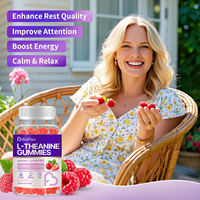 Complément alimentaire à la L-théanine à croquer, saveur framboise, 400 mg, pour favoriser le calme, la relaxation et le sommeil, gommes à la L-théanine pour enfants et adultes
