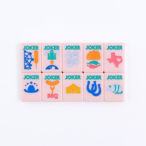 Juegos de <span class=keywords><strong>Mahjong</strong></span> Americanos Serie Texas, <span class=keywords><strong>Mahjong</strong></span> con Estilo Lone Star |   Fichas de <span class=keywords><strong>Mahjong</strong></span> Pintadas a Mano, Color Rosa Rodeo, 160 Piezas, para Viaje - Product Image 3