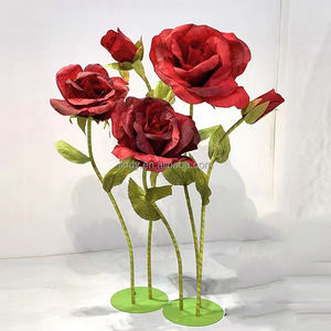 Ensemble de fleurs géantes artificielles en organza (coquelicot, <span class=keywords><strong>iris</strong></span>, rose) pour vitrine, décorations de mariage et événements - Product Image 1