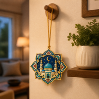 Pendentif de voiture en résine UV musulmane, ornements suspendus 3D en relief mosquée, lune et étoile, décoration murale pour la maison, souvenir du Ramadan, de l'Aïd, du Hajj et de l'Omra