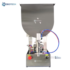 Máquina de llenado de salsa de Chile Tahini de mantequilla de maní, llenadora de pasta semiautomática Horizontal neumática con mezcla - Product Image 2