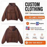 Hoodie Pria Oversize Bahan Katun Tebal Warna Coklat, Model Longgar, Drop Shoulder,  Grosir OEM ODM Custom Logo