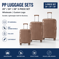 Ensembles de bagages en vrac, coque rigide en PP, beige, à roulettes, coque géométrique, pour cabine, assortiment de couleurs, rangement imbriqué
