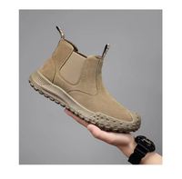 Chaussures de travail pour hommes à taille haute, bottes courtes britanniques, bottes de sport et de loisirs à semelle épaisse, nouvelle collection en cuir synthétique de haute qualité