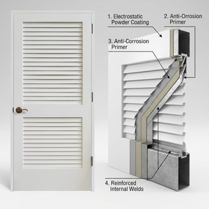 Puerta <span class=keywords><strong>de</strong></span> Acero con Rejillas y Manija <span class=keywords><strong>de</strong></span> Bronce, Moderna, <span class=keywords><strong>de</strong></span> Acero Galvanizado, sin Pintura, Ventilada, <span class=keywords><strong>para</strong></span> Lavandería o Armario - Product Image 4