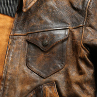 Jaket Kulit Asli Pria Berkualitas Tinggi untuk Pengendara Motor & Biker, Kerah Lipat, Banyak Kantong, Kulit Sapi Vintage yang Dicuci