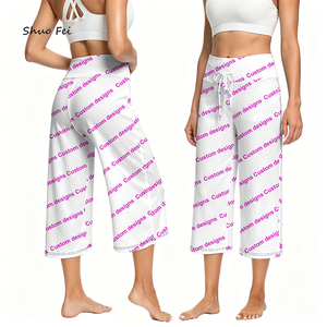 <span class=keywords><strong>Pantaloni</strong></span> Larghi da <span class=keywords><strong>Donna</strong></span> con Stampa Unicorno Magico e Gelato, a Vita Alta, Corti, per Yoga e Relax, con Coulisse, Morbidi e Sportivi - Product Image 4
