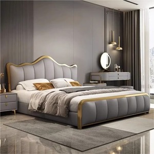 เตียงหนังหรูหราระดับไฮเอนด์ชุดเตียงคิงไซส์ทำจากไม้อิตาลีแบบใหม่ชุดเตียงคิงไซส์ที่ทำจากผ้าหุ้มเบาะนุ่มคุณภาพสูงสำหรับโรงแรม - Product Image 3