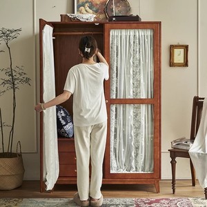 Armadio Vintage Francese in Legno Massello, Arredamento per Casa, Appartamento Piccolo, Appendiabiti Multifunzionale di Grande Capacità per Camera da Letto - Product Image 4