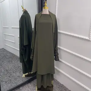 Loriya Muslim Wanita Jilbab Gaun Abaya dengan Niqab Mukena Burka Hijab Gaun Islami Khimar