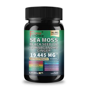 Musgo Marino, Aceite de Semillas Negras, Ashwagandha, Cúrcuma, Alga Marina, Bardana y Jengibre, Vitamina C, D3, etc., 120 Cápsulas - Product Image 1