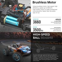 WLtoys 104019 1/10 4WD Brushless RC Monster Truck 55km/h Voiture tout-terrain Bigfoot haute vitesse avec engrenages métalliques et éclairage LED RTR Jouet