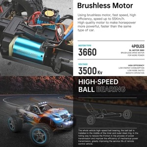 WLtoys 104019 1/10 4WD <span class=keywords><strong>Monster</strong></span> <span class=keywords><strong>Truck</strong></span> RC sin Escobillas 55km/h de Alta Velocidad, Coche Todoterreno <span class=keywords><strong>Bigfoot</strong></span> con Engranajes Metálicos, Luces LED, Juguete RTR - Product Image 6