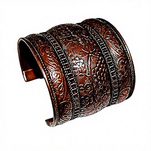 Hot Selling Women's Antique <b>Copper</b> Metal Cuff <b>Bracelet</b> Vintage Design Handicrafts India Weddings Gifts Antique Gold Plated - Product Image 3