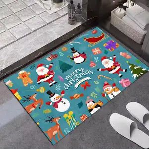 Karpet 3d bergambar manusia salju Natal karpet anime keset kamar mandi penyerap air