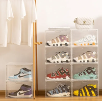 Boîte à chaussures de sport en acrylique transparent de taille personnalisée Boîte à chaussures rectangulaire empilable en acrylique Boîte de rangement multifonctionnelle pour baskets