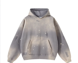 Sweat-shirt à capuche pour homme FLOWORA, coupe classique, couleur unie, coton French Terry avec impression DTF - Product Image 4