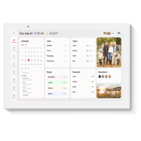 Cadre photo numérique avec calendrier Full HD de 10,1 pouces avec horloge, prend en charge le Wi-Fi, MP4, écran tactile, fabriqué en plastique ABS, peut être monté sur le mur ou sur un bureau