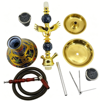 Ensemble de chicha de luxe en forme d'aigle, 51 cm, taille moyenne, en verre arabe, avec narguilé en acier inoxydable, pour cadeau et décoration
