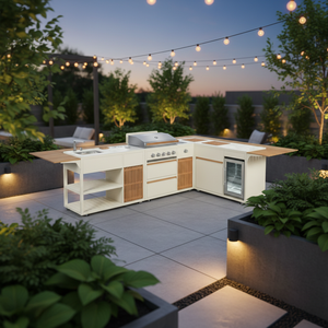 Ensemble de cuisine extérieure de luxe avec îlot à <span class=keywords><strong>pizza</strong></span> et barbecue moderne de qualité supérieure, et réfrigérateur de barbecue de luxe - Product Image 4