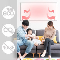 Panneau chauffant infrarouge lointain au design simple blanc, avec option d'image personnalisée et thermostat intelligent, pour un chauffage domestique optimal