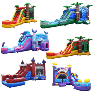 Venta al por mayor de alta calidad, Mini Casa de rebote inflable rosa para niños comerciales con tobogán húmedo y seco, gorila combinado con pancartas a la venta - Product Image 6