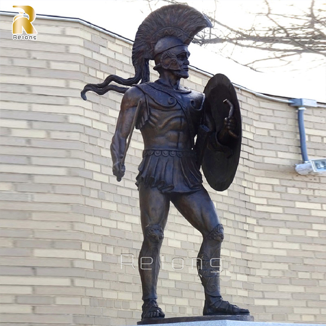 RELONG Life-Size Bronze Spartan Warrior Statue Sculpture Greek Classical Outdoor Garden Decoration for Sale