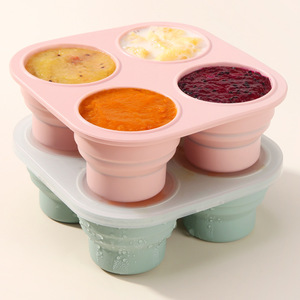 Boîte de rangement alimentaire pliable en silicone pour bébé, 4 compartiments avec couvercle, pour les voyages et la pâtisserie - Product Image 4