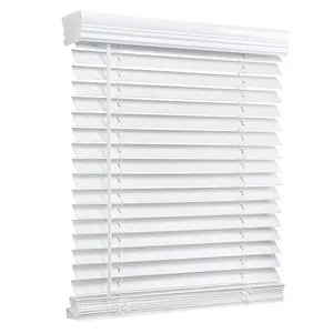 Factory Direct Sale 2 inch Cordless Faux Wood Venetian Blinds for Window PVC and Faux Wood Blinds