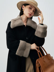 Ventes en gros à bas prix, <span class=keywords><strong>manteau</strong></span> en <span class=keywords><strong>laine</strong></span> mérinos et fourrure de vison pour femmes, début d'automne 2025, <span class=keywords><strong>manteau</strong></span> en <span class=keywords><strong>laine</strong></span> <span class=keywords><strong>beige</strong></span> d'hiver - Product Image 1