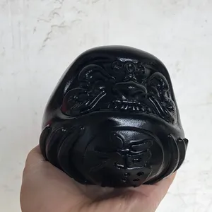 diy Natural Rock Crystal Carvings Black Obsidian lucky doll For Sale