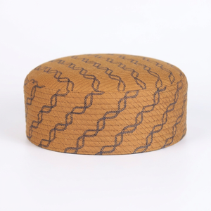 Chapeau de prière islamique pour homme, brodé, rayé, rond, style Kufi, Topi ethnique musulman pour usage quotidien - Product Image 2