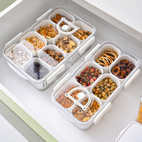 Boîte à épices multifonctionnelle en plastique transparent pour la cuisine avec couvercle, 8 compartiments, récipient de rangement pour épices